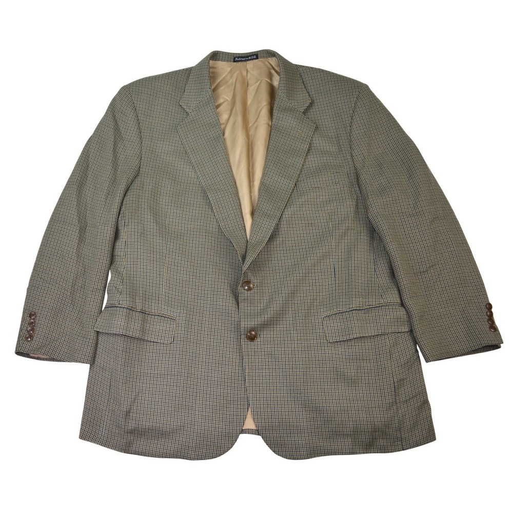 Stanley Blacker Mens 48R Blazer Sport Coat‎ Houndstooth Wool Blend Tailored USA